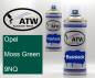 Preview: Opel, Moss Green, 9NQ: 400ml Sprühdose + 400ml Klarlack - Set, von ATW Autoteile West.